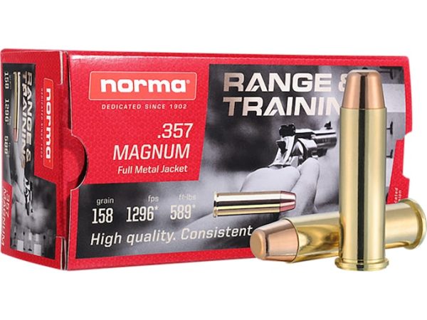 Norma Range & Training Ammunition 357 Magnum 158 Grain Full Metal Jacket