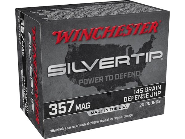 Winchester Silvertip Defense Ammunition 357 Magnum 145 Grain Jacketed Hollow Point Box of 20